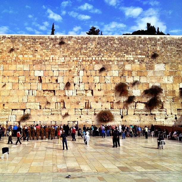 Jewish man pray at the Western Wall in Jerusalem, Israel