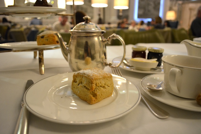 plain and raisin scones with clotted scream and jams - Afternoon Tea at the Balmoral Hotel in Edinburgh, Scotland