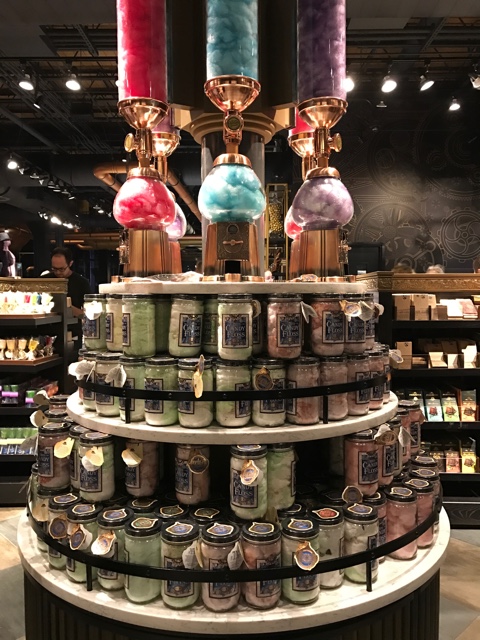 jars of candy floss cotton candy - A Review of The Toothsome Chocolate Emporium at Universal Orlando