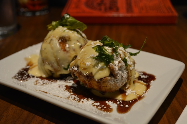 fancy beignet - foie gras fondue , sweet potato, pepper - Review of the Doctor Gumbo Food Tours in New Orleans