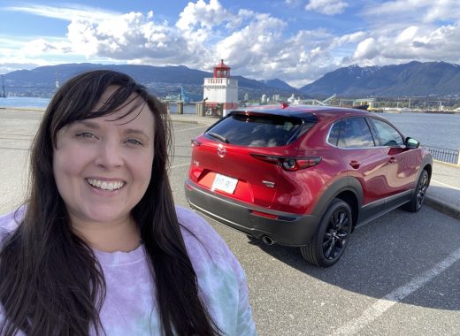 Cailin with a mazda cx30 in stanley park vancouver The Ultimate Vancouver Island Road Trip